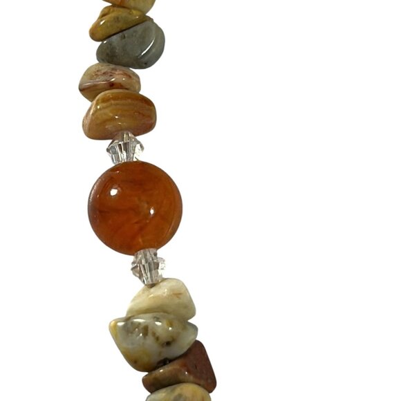 Earth Tone Natural Stone Chip Necklace Round Bead Spacers Fall Colors - Picture 5 of 7